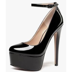 Women's Fashion 6” High Heels Platform Pumps Ankle Strap Stiletto Black 6.5